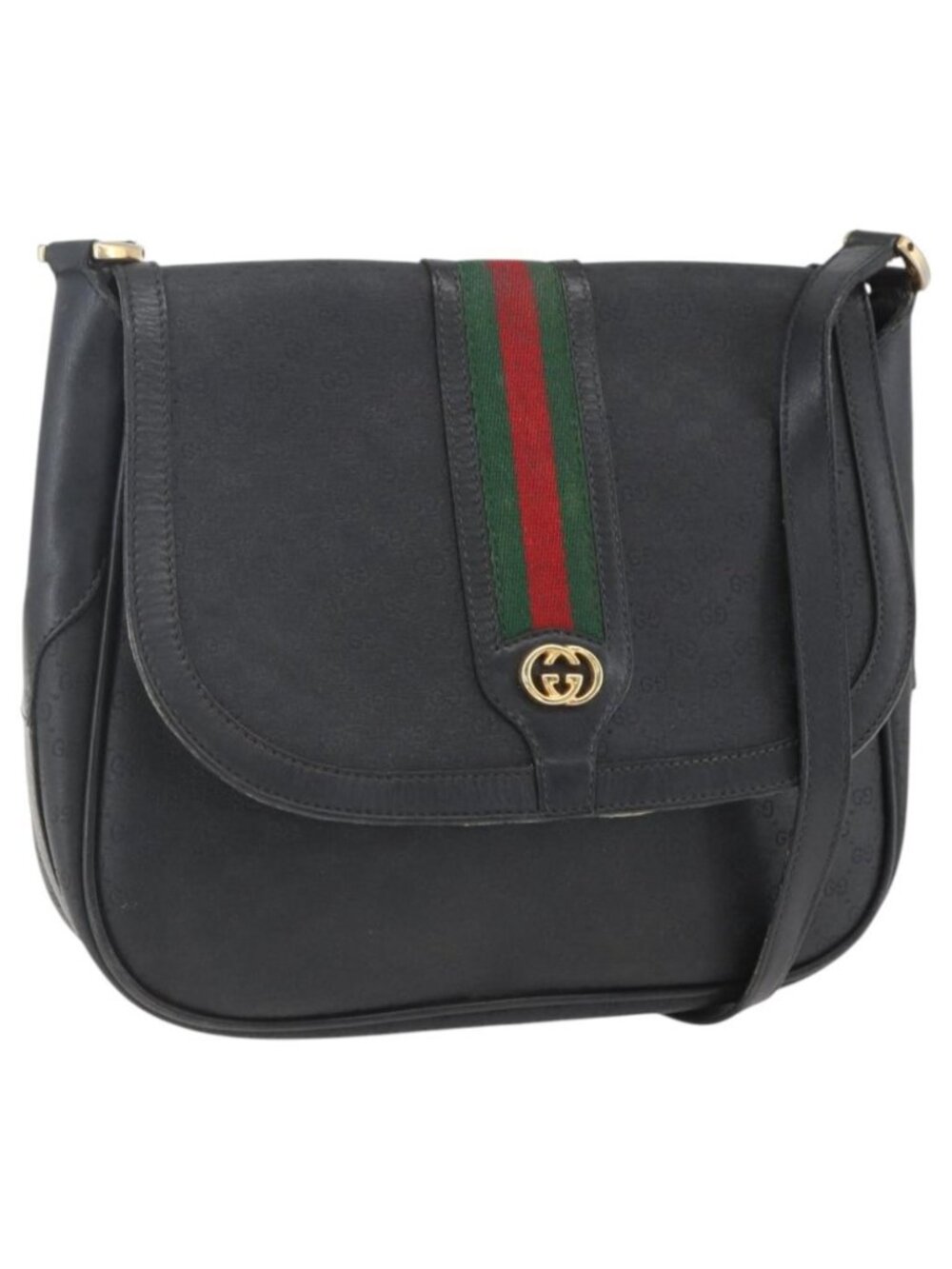 GUCCI Micro GG Supreme Web Sherry Line Bag PVC Black 001 116 0914